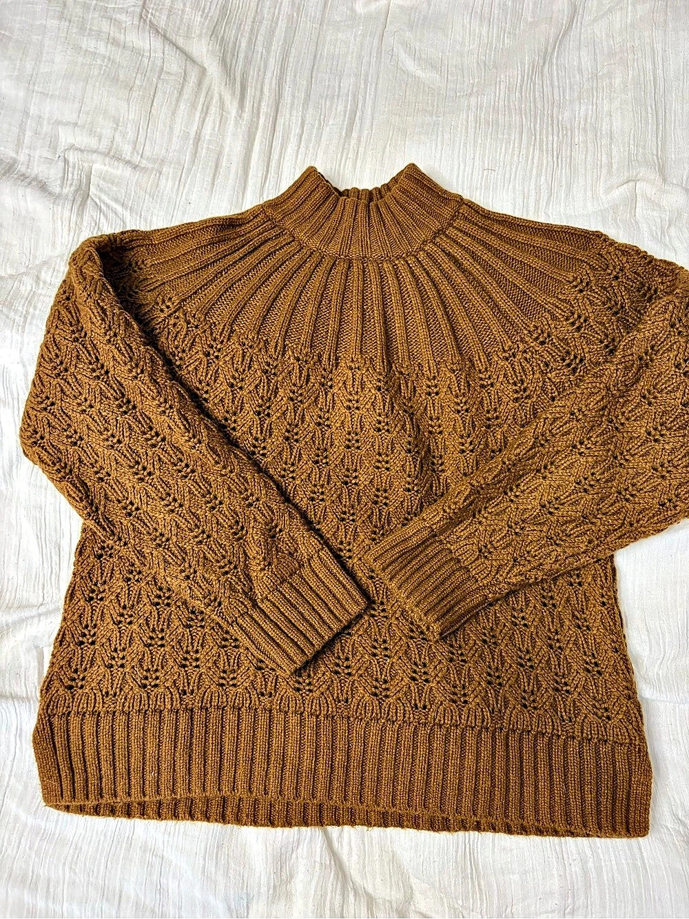 Madewell Cable Knit Sweater Brown Large Like New